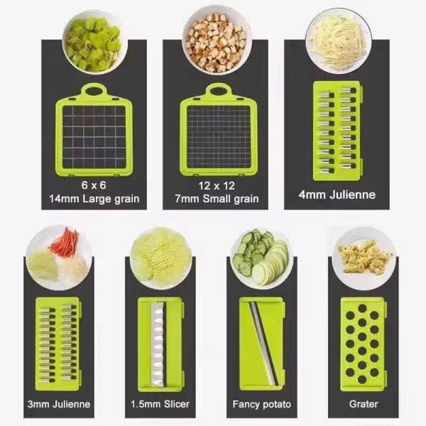 Multifunctional Vegetable Slicer & Cutter – 7-in-1 Grater, Chopper & Basket for Fruits, Potatoes, Carrots & More