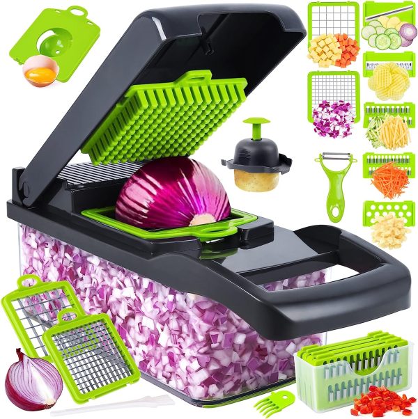 Multifunctional Vegetable Slicer & Cutter – 7-in-1 Grater, Chopper & Basket for Fruits, Potatoes, Carrots & More