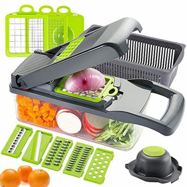 Multifunctional Vegetable Slicer & Cutter – 7-in-1 Grater, Chopper & Basket for Fruits, Potatoes, Carrots & More