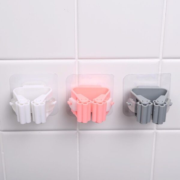 Self-Adhesive Mop & Broom Holder Wall Mount (Pack of 2) – Space Saving Cleaning Tool Organizer (No Drilling Needed)