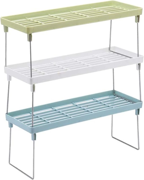 Stackable Kitchen Shelf Rack (Buy 2 Get 100 Free Food Storage Bags) – Space Saver Organizer for Cabinets & Fridge